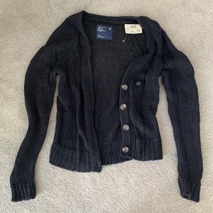 American Eagle Black Button Up Knit Sweater, Small